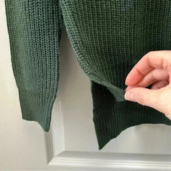 Devoted Sweater Lace Tie Front Keyhole Neckline High Low Hem Green Size Small - Picture 7 of 16